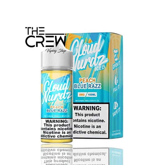 Cloud Nurdz Iced Peach Blue Raspberry 100ml.